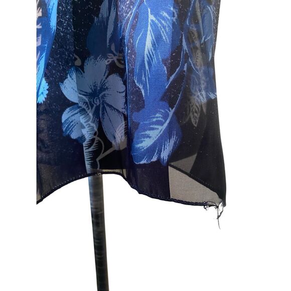Sheer Blue Ombre Floral Scarf Wrap Lightweight Printed Shawl Soft Accessory - Picture 6 of 8